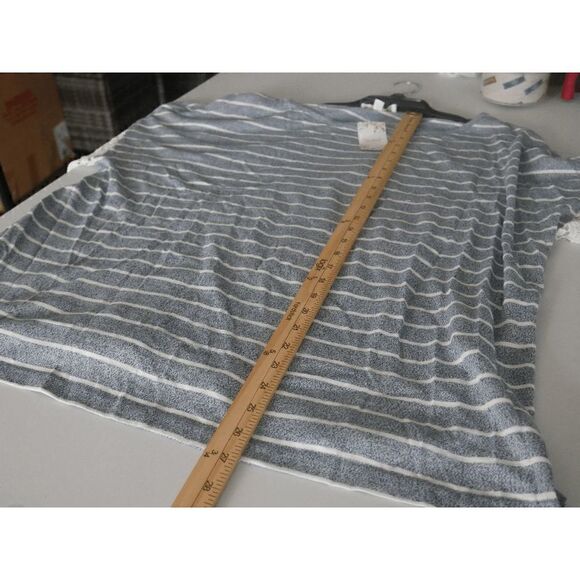 Suzanne Betro Blue & White Stripe Lace-Accent Drop-Shoulder Tee #1987-D4 - Picture 6 of 7